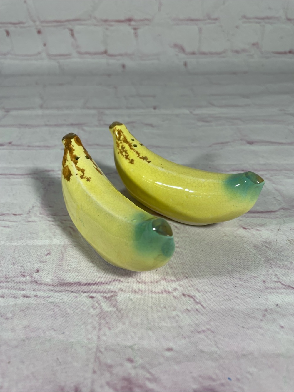 Vintage Hand Painted Ceramic Banana Salt and Pepper Shaker Pair Japan